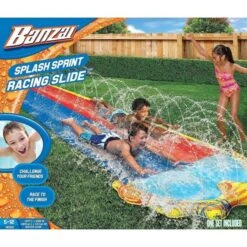 BANZAI 42323 - Wasserspielzeug - Splash Sprint Racing Slide, 488 X 147 Cm