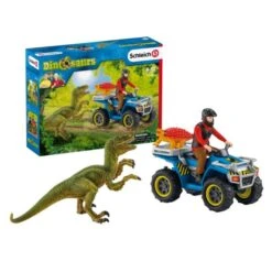 SCHLEICH 41466 - Dinosaurs - Flucht Auf Quad Vor Velociraptor -Spielzeugparadies 4059433014333 1 600x600