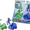 HASBRO F2841 - PJ Masks - Helden & Schurken Mit Fahrzeug, Gekko & Night Ninja -Spielzeugparadies 5010993847723 0 600x600