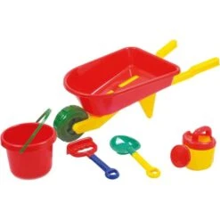 IDENA 40168 - Sandspielzeug - Schubkarre Gefüllt 5-teilig