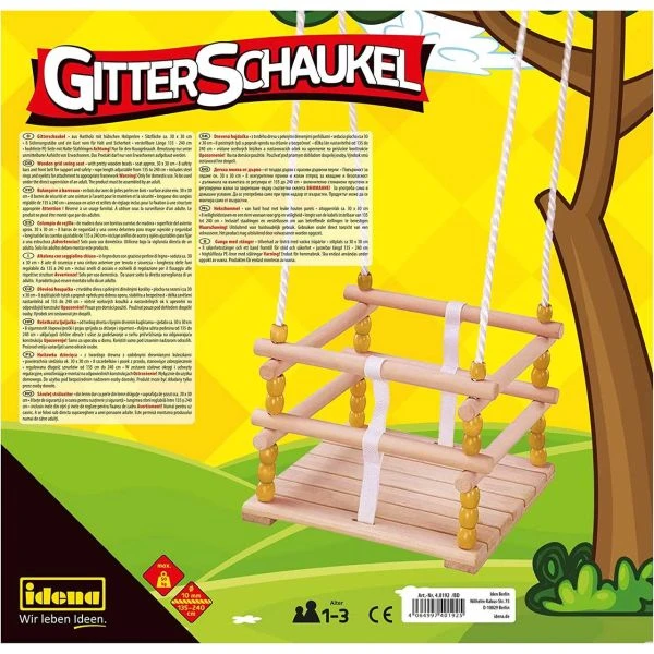 IDENA 40192 - Outdoorspielzeug - Gitterschaukel Holz, 30x30cm 4 IDENA 40192 - Outdoorspielzeug - Gitterschaukel Holz, 30x30cm – Bild 2